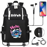 Lilo & Stitch Stitch Hello #4 USB Charging Backpack School NoteBook Laptop Travel Bags